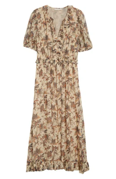 Ulla Johnson Rosamude Floral Puff Sleeve Midi Dress In Multi