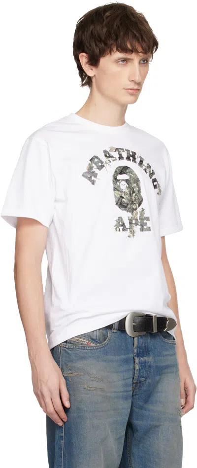 Bape White Tree Edge Camo College T-shirt In White