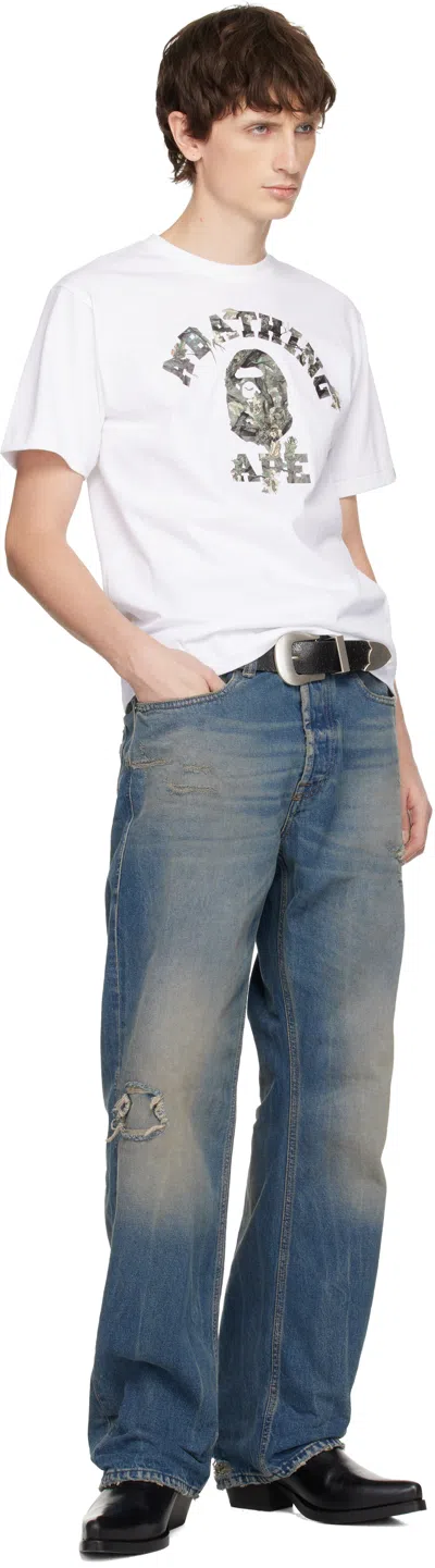 Bape White Tree Edge Camo College T-shirt In White