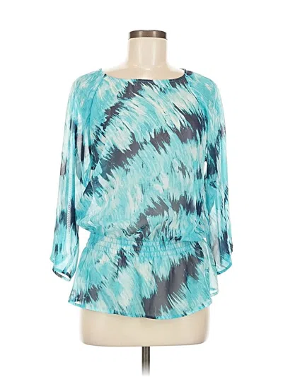 Pre-owned Chico's 3/4 Sleeve Blouse In Blue