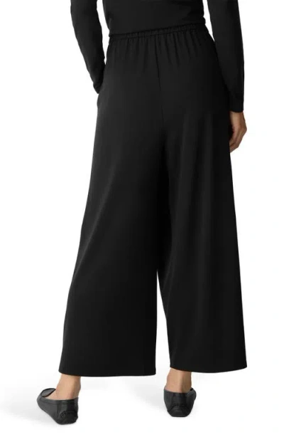 Eileen Fisher Faux Wrap Front Wide Leg Ankle Pants In Black