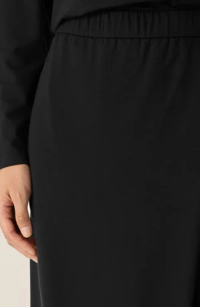 Eileen Fisher Faux Wrap Front Wide Leg Ankle Pants In Black