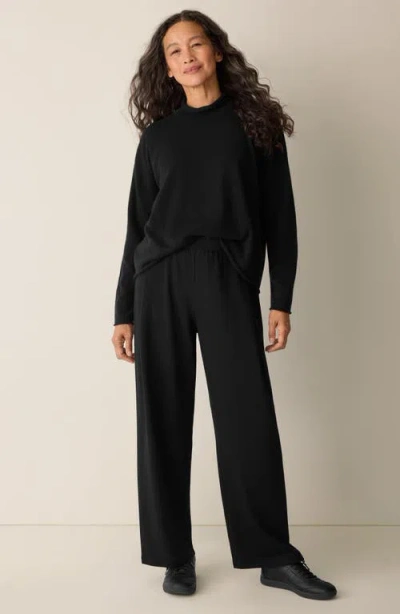 Eileen Fisher Pleated Straight Leg Ankle Pants In Black