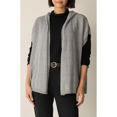Eileen Fisher Cotton Blend Hooded Poncho In Gray