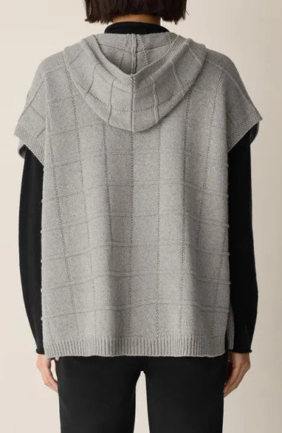 Eileen Fisher Cotton Blend Hooded Poncho In Gray