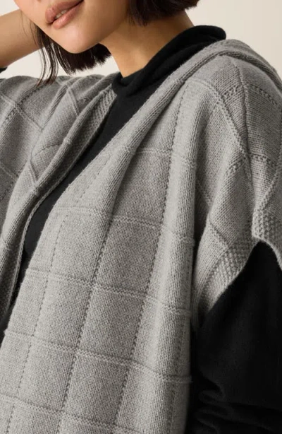 Eileen Fisher Cotton Blend Hooded Poncho In Gray