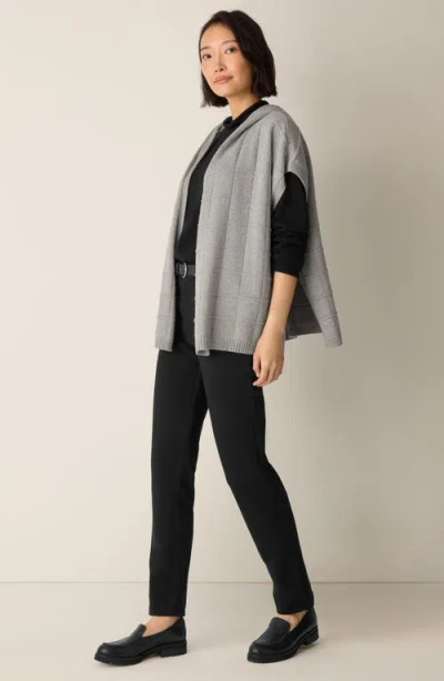 Eileen Fisher Cotton Blend Hooded Poncho In Gray