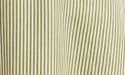 Farm Rio Stripe Monstera Leaf Sleeveless Linen Midi Dress In Green