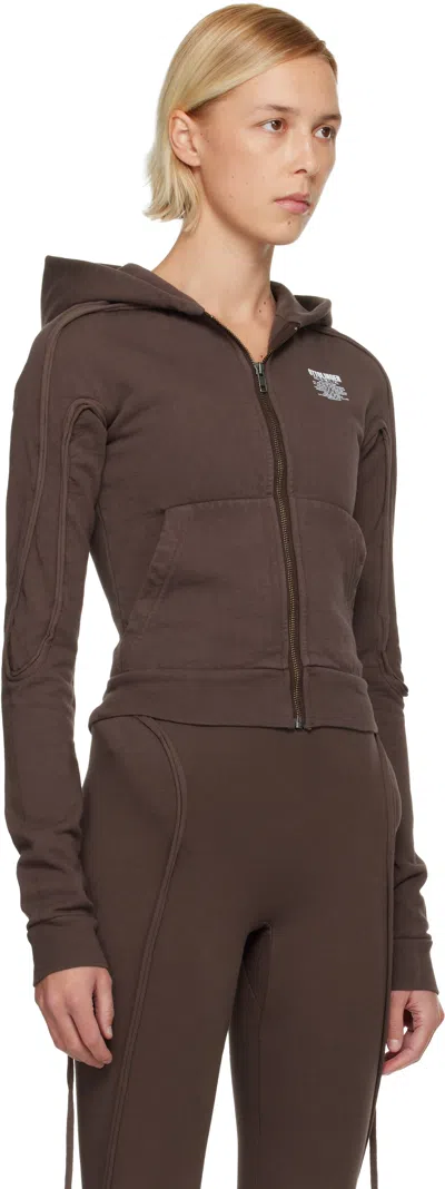 Ottolinger Brown Fitted Zip Hoodie In Brown