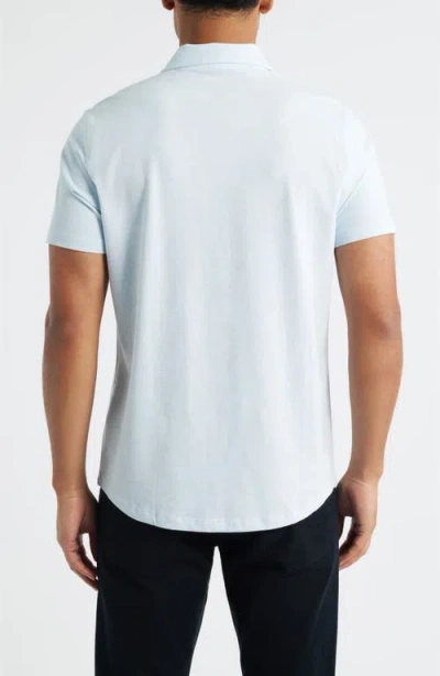 Robert Barakett Keyes Slim Fit Microprint Short Sleeve Knit Button-up Shirt In Blue