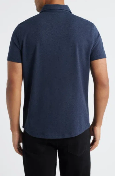 Robert Barakett Keyes Slim Fit Microprint Short Sleeve Knit Button-up Shirt In Blue