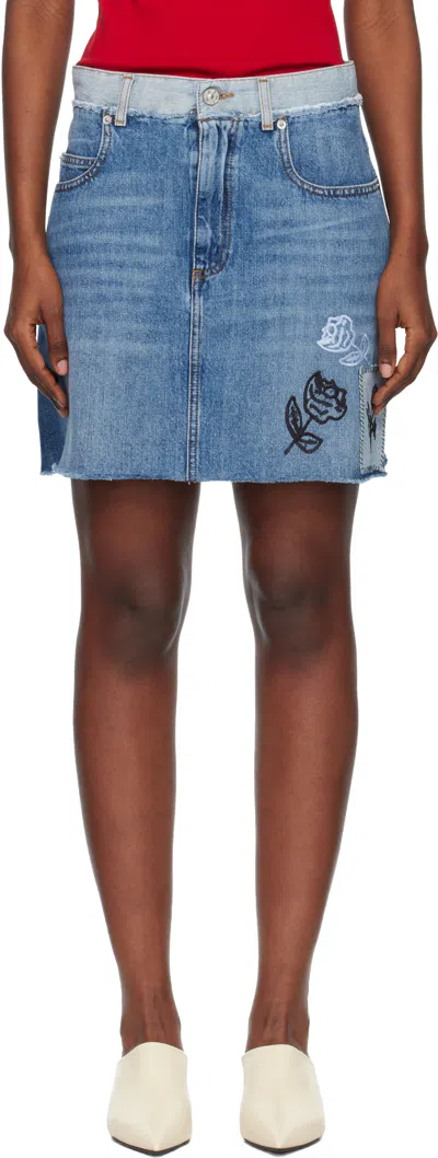 Marni Blue Stone Washed Patches Denim Miniskirt In Multi