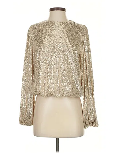 Pre-owned Dex Long Sleeve Blouse In Gold