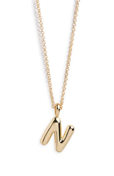 Argento Vivo Puffy N Initial Pendant Necklace In Gold