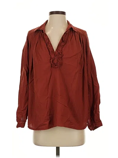 Pre-owned A Shirt Thing Long Sleeve Blouse In Burgundy