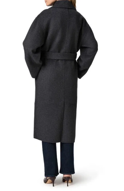 Paige Connery Belted Wool Blend Longline Coat In Gray