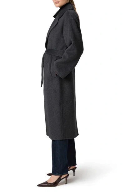 Paige Connery Belted Wool Blend Longline Coat In Gray