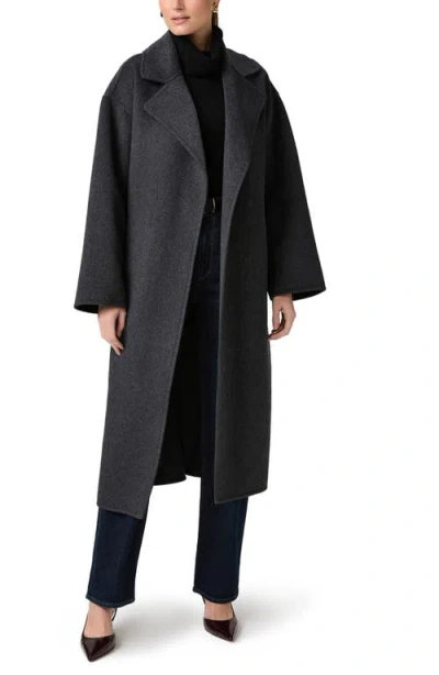 Paige Connery Belted Wool Blend Longline Coat In Gray