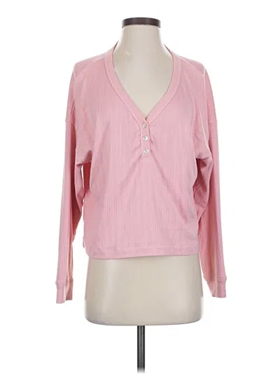 Pre-owned Z Supply Long Sleeve Henley Shirt In Pink