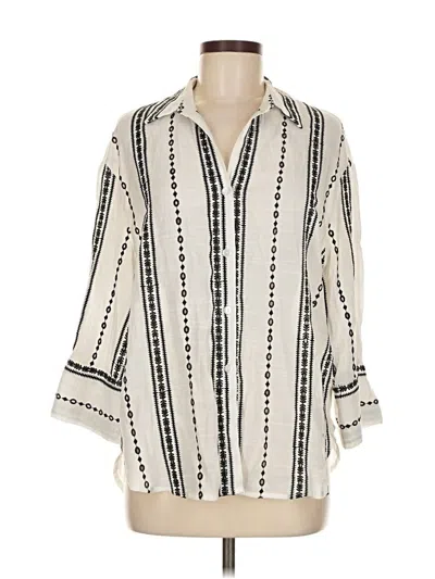 Pre-owned Fred David 3/4 Sleeve Button Down Shirt In White