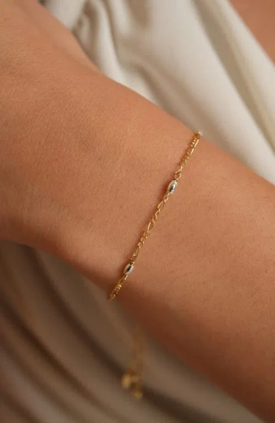 Argento Vivo Sterling Silver Bead & Link Mixed Metal Bracelet In Brown