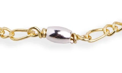 Argento Vivo Sterling Silver Bead & Link Mixed Metal Bracelet In Brown