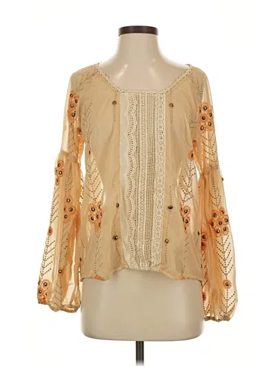Pre-owned Free People Long Sleeve Blouse In Gold
