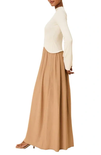 Solid & Striped Soglio Long Sleeve Maxi Swetter Dress In Brown