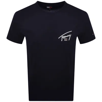 Tommy Jeans Signature Backprint T Shirt Navy In Blue