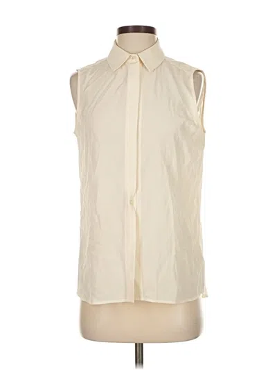 Pre-owned Grana Sleeveless Silk Top Ivory Halter Neckline Tops In White