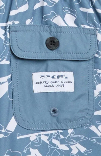 Rip Curl Kids' Printed Swim Trunks In Blue