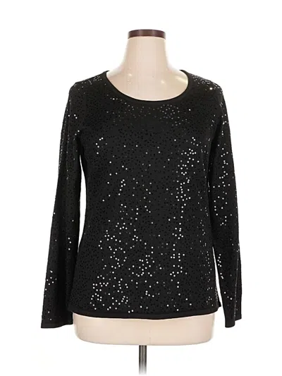 Pre-owned Black Saks Fifth Avenue Long Sleeve Top Black Scoop Neck Tops