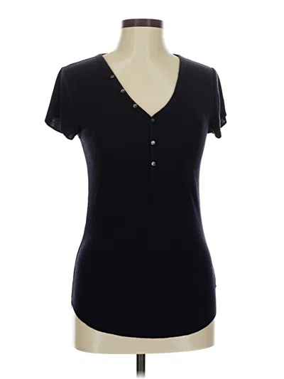 Pre-owned Gap Body Short Sleeve Henley Shirt In Black