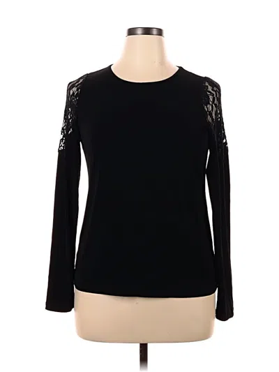 Pre-owned Catherine Catherine Malandrino Long Sleeve Top Black Crew Neck Tops