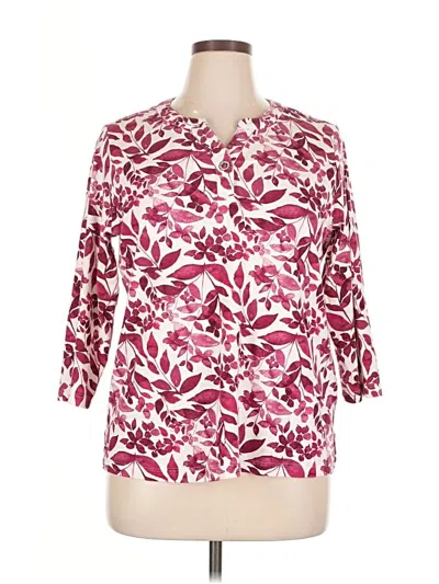 Pre-owned Chico's 3/4 Sleeve T-shirt In Burgundy