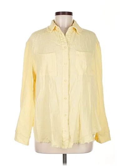 Pre-owned La Miel 3/4 Sleeve Button Down Shirt In Yellow