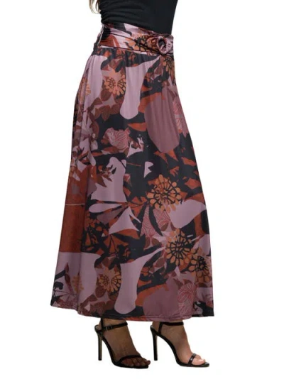 24seven Comfort Apparel Floral Print Maxi Skirt With Buckle Waist In Multi