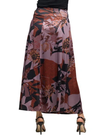 24seven Comfort Apparel Floral Print Maxi Skirt With Buckle Waist In Multi
