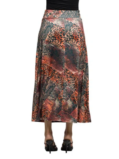 24seven Comfort Apparel Animal Patchwork Print Maxi Skirt In Multi