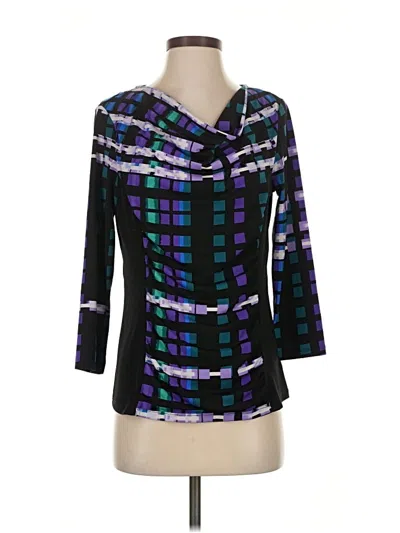 Pre-owned Dana Buchman 3/4 Sleeve Top Purple Square Neckline Tops