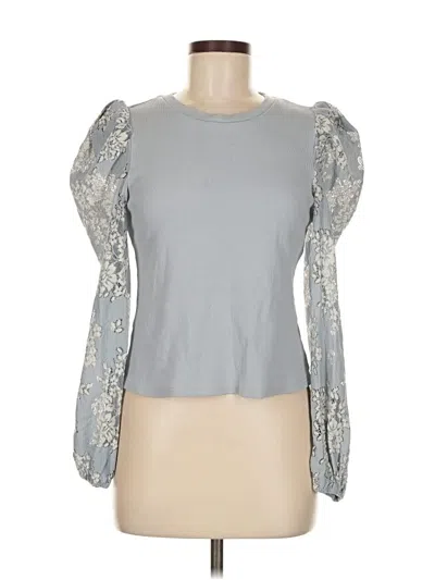 Pre-owned Left Coast By Dolan Long Sleeve Top Blue Sweetheart Neckline Tops