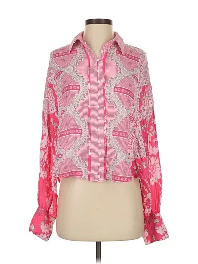 Pre-owned Free People Long Sleeve Blouse In Pink
