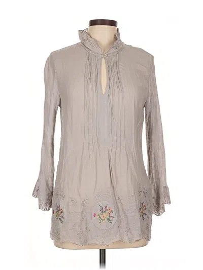 Pre-owned Solitaire Long Sleeve Blouse In Gray