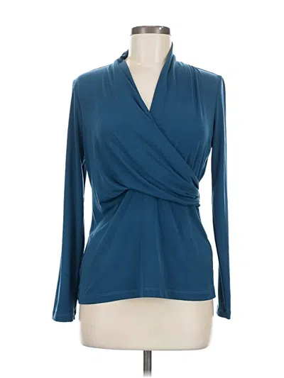 Pre-owned Dkny Long Sleeve Blouse In Blue