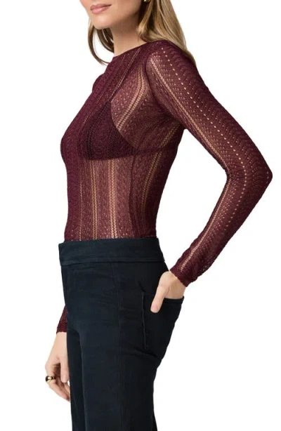 Paige Petra Pointelle Sweater In Burgundy