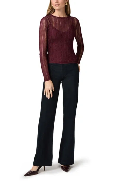 Paige Petra Pointelle Sweater In Burgundy