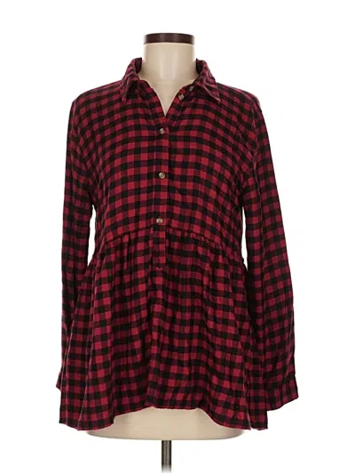 Pre-owned American Eagle Outfitters Long Sleeve Button Down Shirt In Red