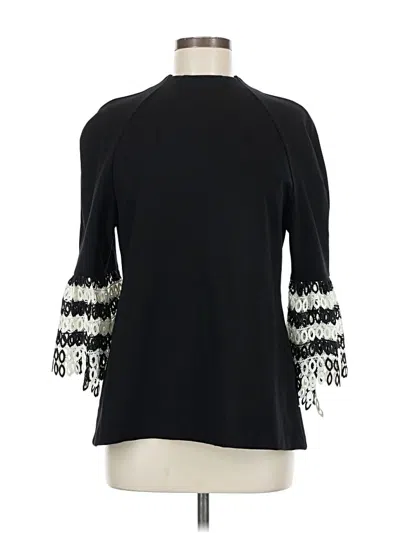 Pearl By Lela Rose 3/4 Sleeve Top Black Mock Neckline Tops In Black