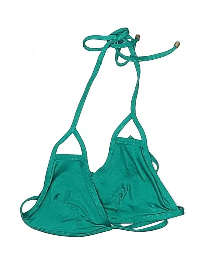 Pre-owned Vitamin A Swimsuit Top Teal Solid Pattern Swimwear In Blue