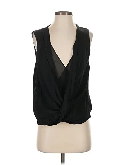 Pre-owned Diane Von Furstenberg Sleeveless Silk Top Black Plunge Neckline Tops